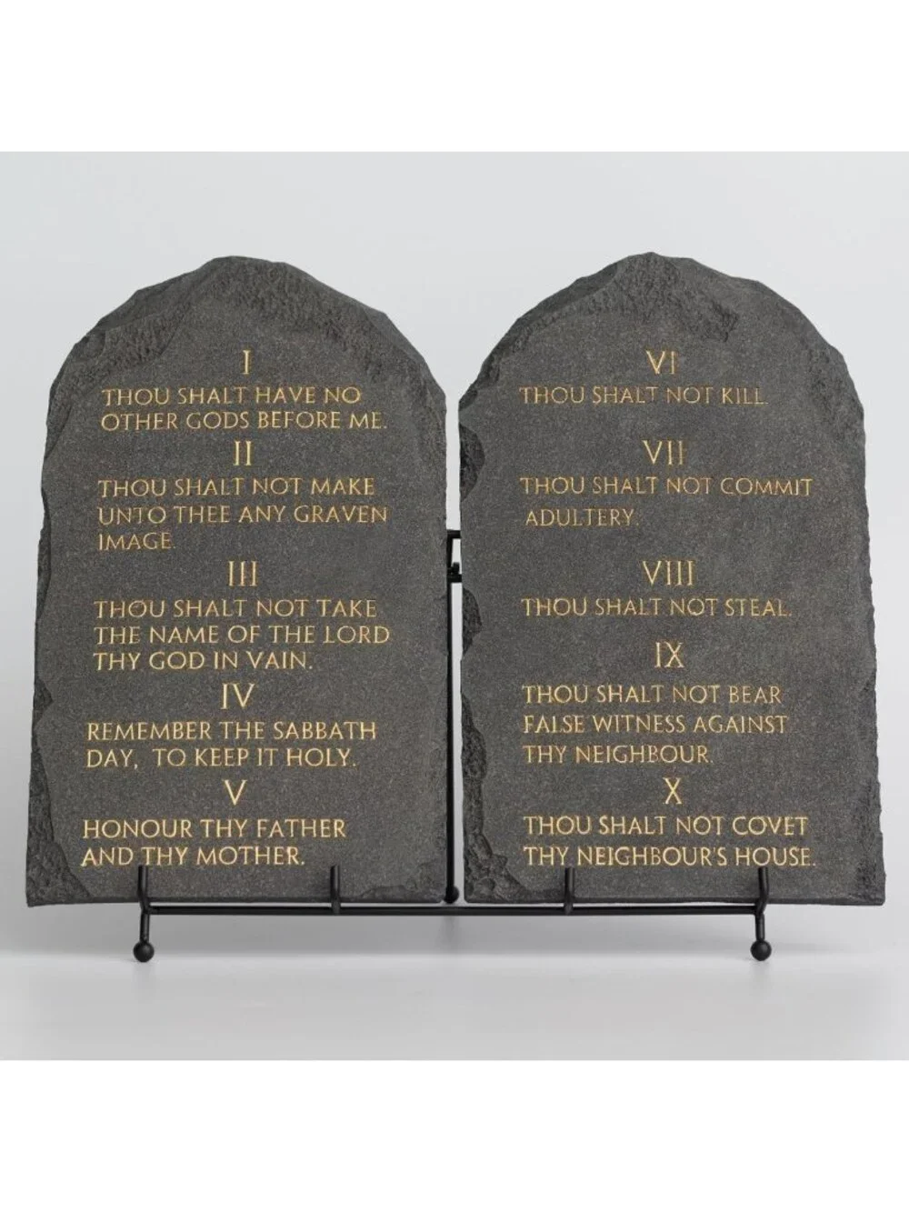 Christian Wall Decor - 14x12 Black Stone Effect Ten Commandments Tablets